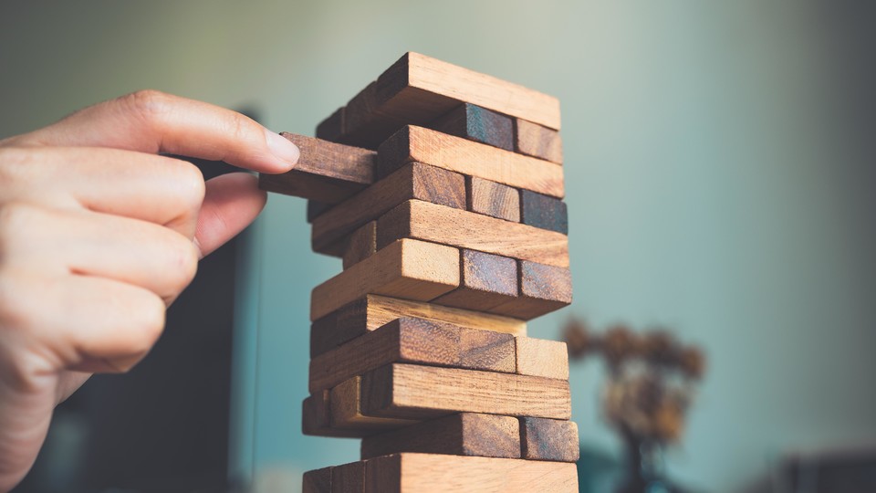 Jenga game tower
